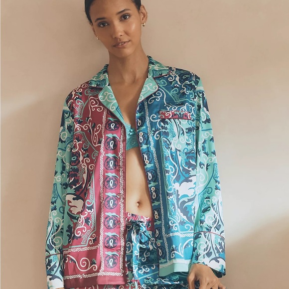 Anthropologie Silky Printed Pyjama Top - Picture 6 of 12